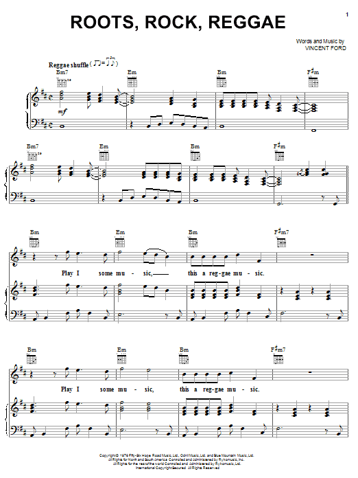 Learn to play Bob Marley Roots, Rock, Reggae sheet music for Piano, Vocal & Guitar (Right-Hand Melody) in minutes. Bob Marley Roots, Rock, Reggae sheet music preview music notes and score for Piano, Vocal & Guitar (Right-Hand Melody) including 8 page(s)