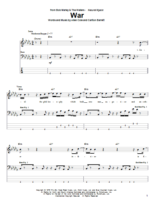 Learn to play Bob Marley War sheet music for Bass Guitar Tab in minutes. Bob Marley War sheet music notes and chords