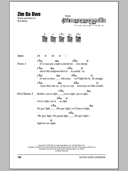 Learn to play Bob Marley Zim Ba Bwe sheet music for Lyrics & Chords in minutes. Bob Marley Zim Ba Bwe sheet music notes and chords