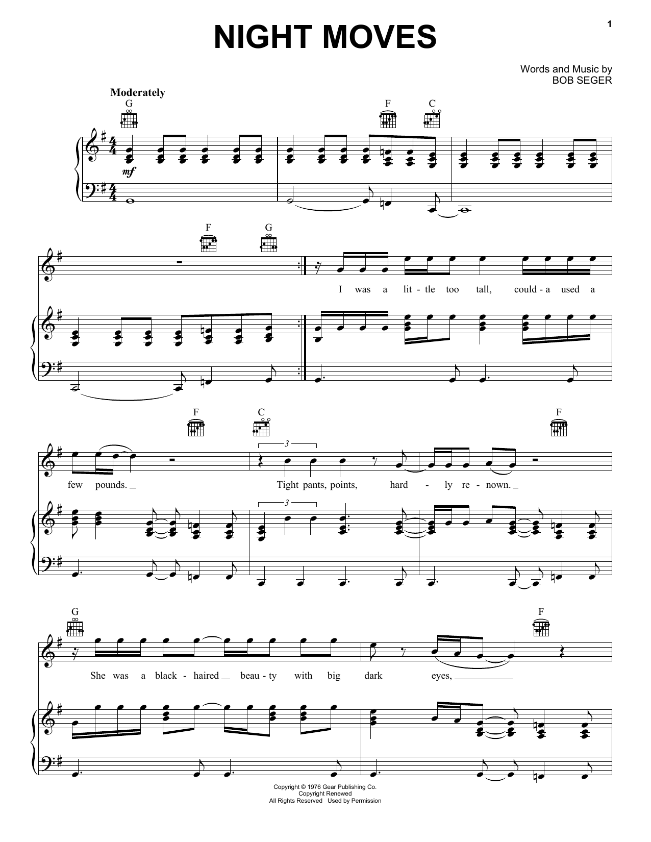 Learn to play Bob Seger Night Moves sheet music for Easy Guitar in minutes. Bob Seger Night Moves sheet music notes and chords