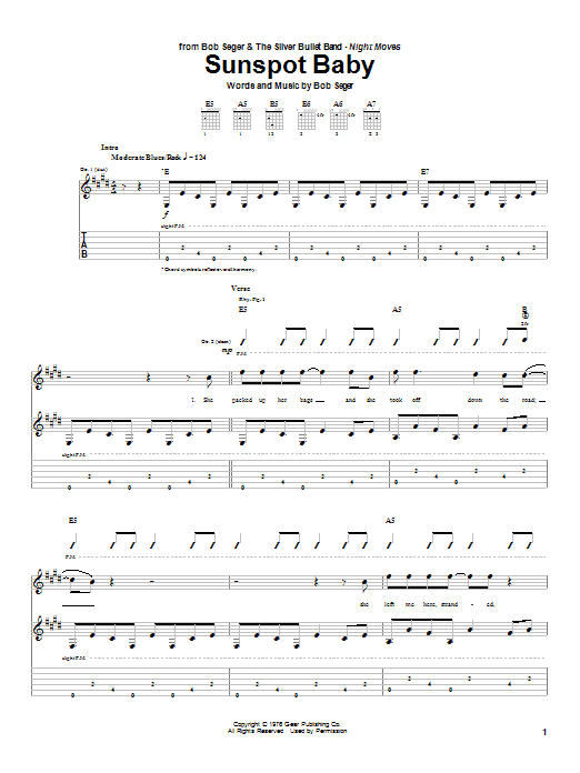 Learn to play Bob Seger Sunspot Baby sheet music for Lyrics & Chords in minutes. Bob Seger Sunspot Baby sheet music notes and chords