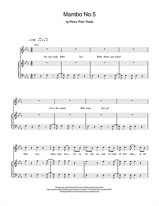 Learn to play Bob The Builder Mambo No.5 sheet music for Piano, Vocal & Guitar (Right-Hand Melody) in minutes. Bob The Builder Mambo No.5 sheet music notes and chords