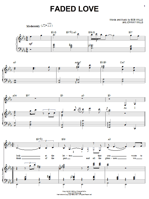 Learn to play Bob Wills Faded Love sheet music for Piano, Vocal & Guitar (Right-Hand Melody) in minutes. Bob Wills Faded Love sheet music notes and chords