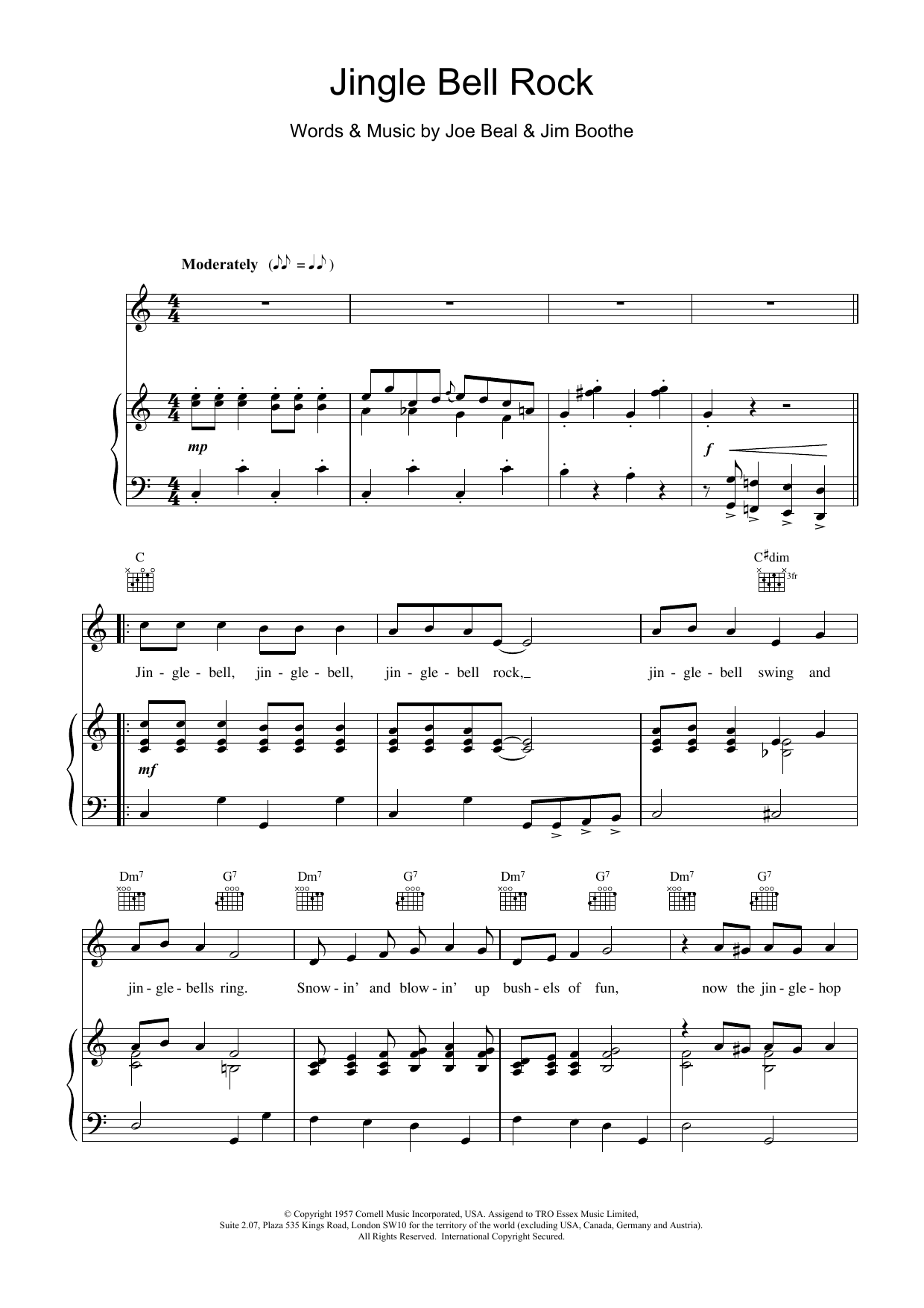 Download Bobby Helms Jingle-Bell Rock sheet music notes and chords for Piano, Vocal & Guitar (Right-Hand Melody) - Download Printable PDF and start playing in minutes.