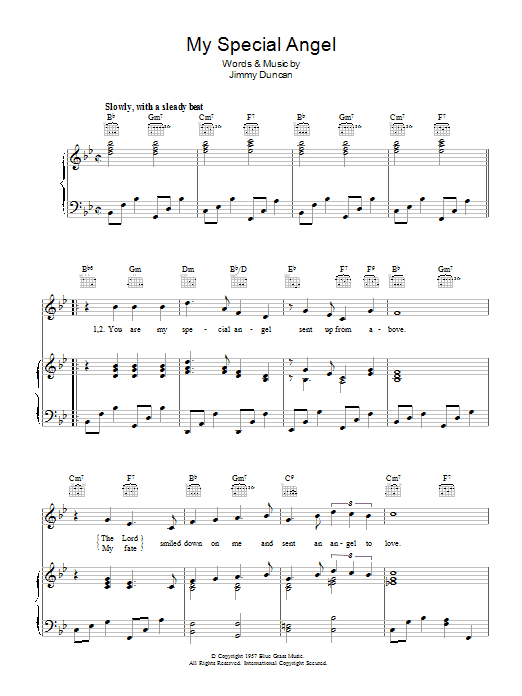 Learn to play Bobby Helms My Special Angel sheet music for Piano, Vocal & Guitar (Right-Hand Melody) in minutes. Bobby Helms My Special Angel sheet music preview music notes and score for Piano, Vocal & Guitar (Right-Hand Melody) including 4 page(s)