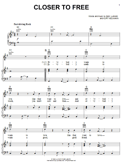 Learn to play BoDeans Closer To Free sheet music for Piano in minutes. BoDeans Closer To Free sheet music notes and chords
