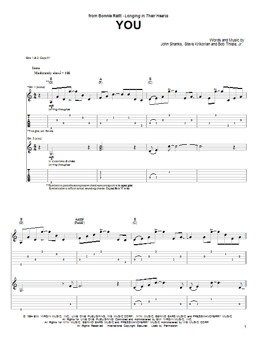 Learn to play Bonnie Raitt You sheet music for Guitar Tab in minutes. Bonnie Raitt You sheet music preview music notes and score for Guitar Tab including 8 page(s)