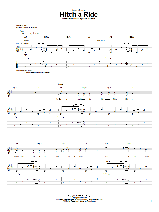 Learn to play Boston Hitch A Ride sheet music for Bass Guitar Tab in minutes. Boston Hitch A Ride sheet music preview music notes and score for Bass Guitar Tab including 8 page(s)