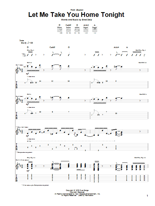 Learn to play Boston Let Me Take You Home Tonight sheet music for Bass Guitar Tab in minutes. Boston Let Me Take You Home Tonight sheet music preview music notes and score for Bass Guitar Tab including 12 page(s)
