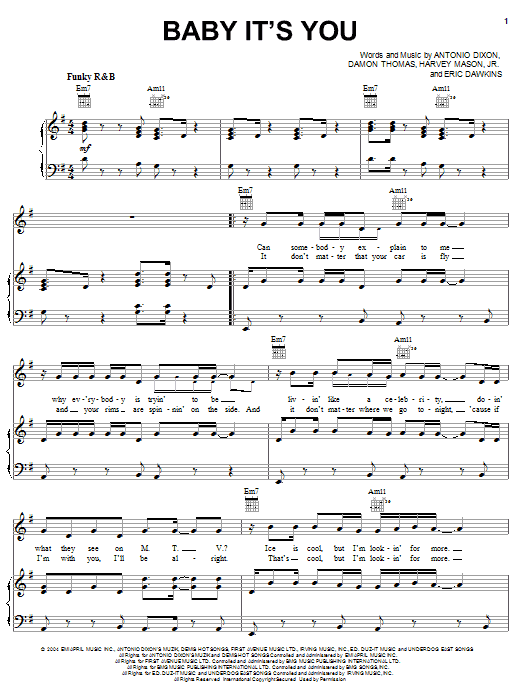 Learn to play Bow Wow Baby It's You sheet music for Piano, Vocal & Guitar (Right-Hand Melody) in minutes. Bow Wow Baby It's You sheet music notes and chords