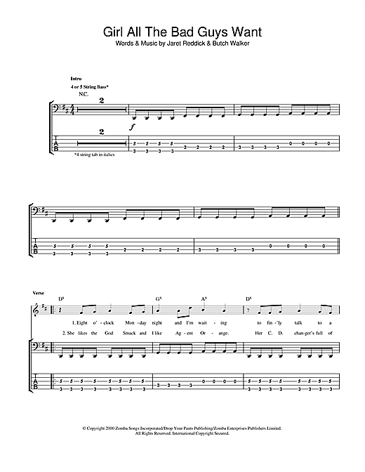 Learn to play Bowling For Soup Girl All The Bad Guys Want sheet music for Guitar Tab in minutes. Bowling For Soup Girl All The Bad Guys Want sheet music notes and chords