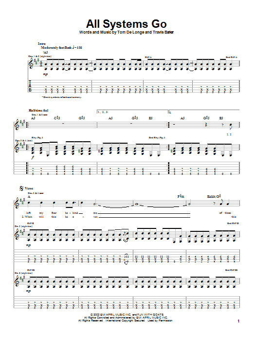 Learn to play Box Car Racer All Systems Go sheet music for Guitar Tab in minutes. Box Car Racer All Systems Go sheet music preview music notes and score for Guitar Tab including 4 page(s)