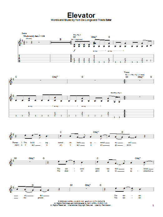 Learn to play Box Car Racer Elevator sheet music for Guitar Tab in minutes. Box Car Racer Elevator sheet music notes and chords