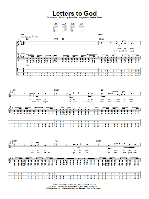 Learn to play Box Car Racer Letters To God sheet music for Guitar Tab in minutes. Box Car Racer Letters To God sheet music preview music notes and score for Guitar Tab including 4 page(s)