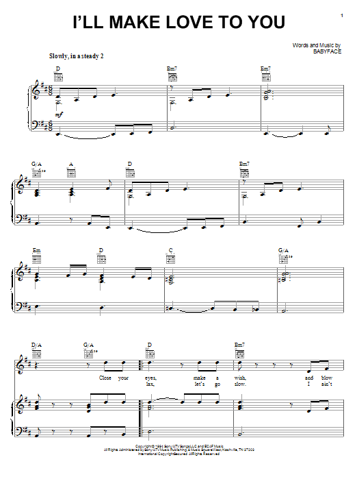 Download Boyz II Men I'll Make Love To You sheet music notes and chords for Piano, Vocal & Guitar (Right-Hand Melody) - Download Printable PDF and start playing in minutes.