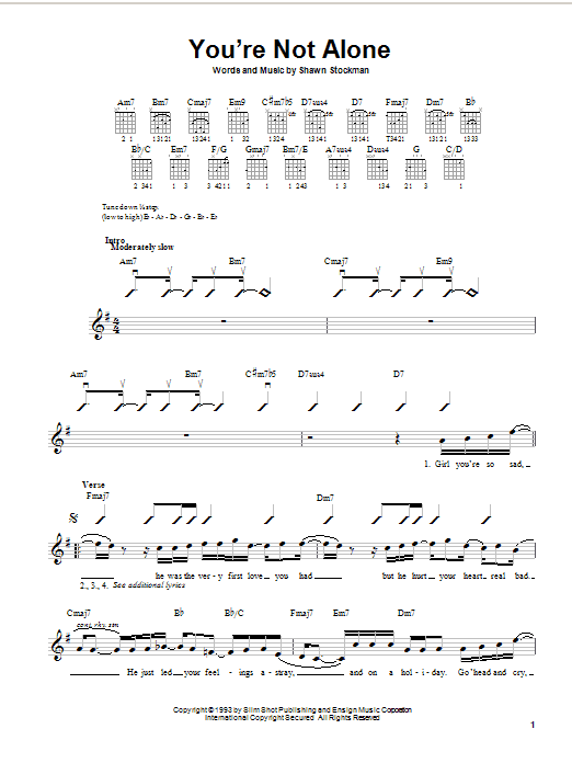 Learn to play Boyz II Men You're Not Alone sheet music for Easy Guitar in minutes. Boyz II Men You're Not Alone sheet music preview music notes and score for Easy Guitar including 3 page(s)