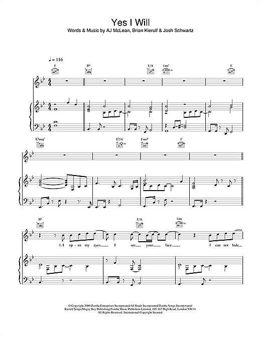 Learn to play Boyzone Yes I Will sheet music for Piano, Vocal & Guitar in minutes. Boyzone Yes I Will sheet music notes and chords