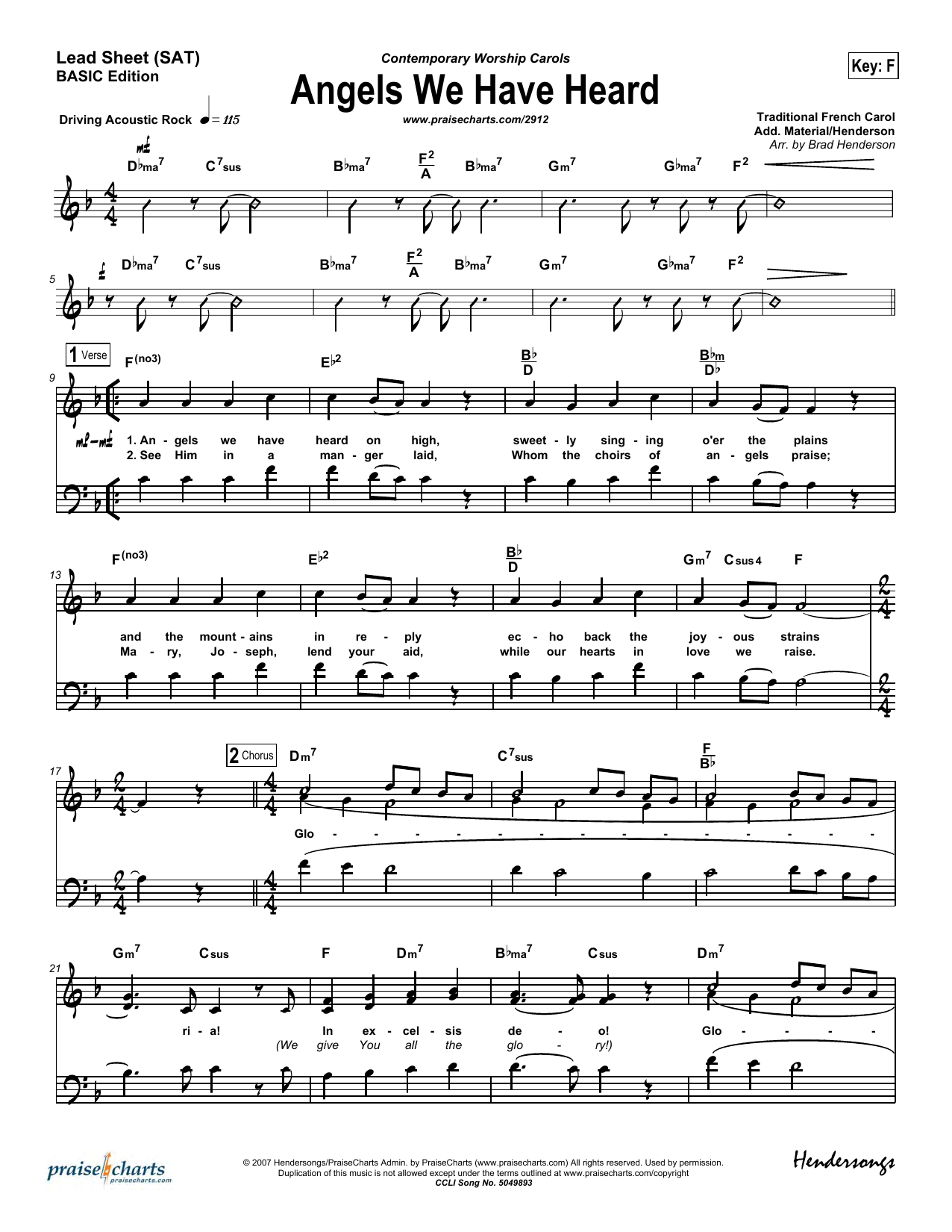 Learn to play Brad Henderson Angels We Have Heard on High sheet music for Lead Sheet / Fake Book in minutes. Brad Henderson Angels We Have Heard on High sheet music preview music notes and score for Lead Sheet / Fake Book including 8 page(s)