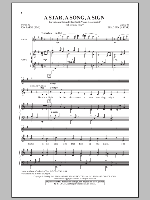 Learn to play Brad Nix A Star, A Song, A Sign sheet music for Choral in minutes. Brad Nix A Star, A Song, A Sign sheet music preview music notes and score for Choral including 11 page(s)