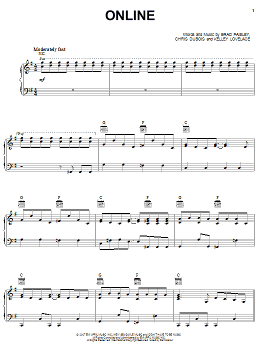 Learn to play Brad Paisley Online sheet music for Guitar Tab in minutes. Brad Paisley Online sheet music preview music notes and score for Guitar Tab including 15 page(s)