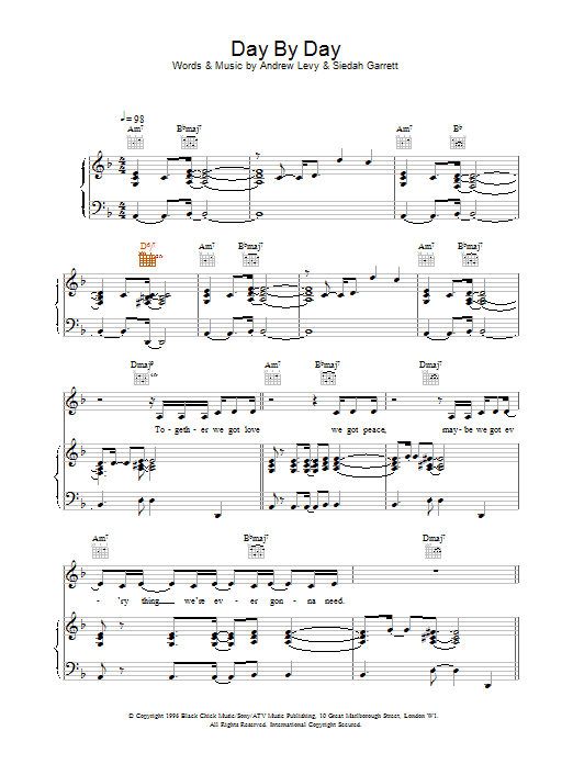The Brand New Heavies Day By Day sheet music, chords, lyrics - Printable PDF for Piano, Vocal & Guitar