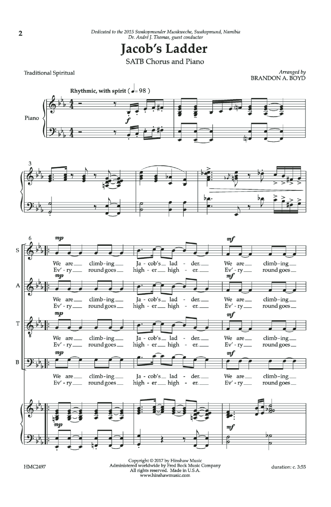 Brandon A. Boyd Jacob's Ladder sheet music, chords, lyrics - Printable PDF for Choral
