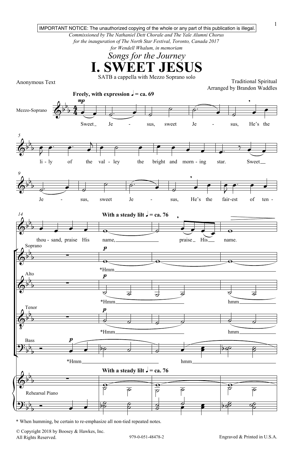 Brandon Waddles Sweet Jesus sheet music, chords, lyrics - Printable PDF for SATB Choir