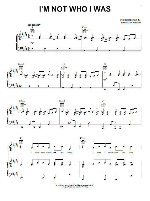 Learn to play Brandon Heath I'm Not Who I Was sheet music for Easy Guitar Tab in minutes. Brandon Heath I'm Not Who I Was sheet music notes and chords