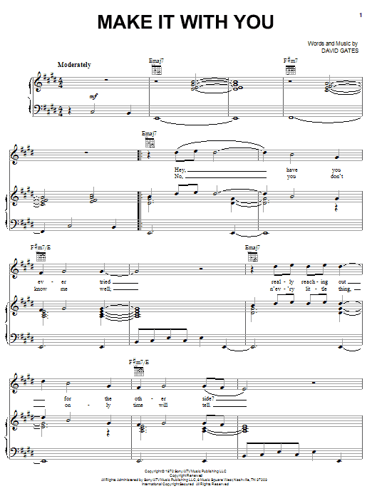 Learn to play Bread Make It With You sheet music for Lyrics & Chords in minutes. Bread Make It With You sheet music preview music notes and score for Lyrics & Chords including 2 page(s)