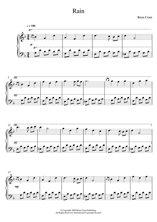Learn to play Brian Crain Rain sheet music for Piano in minutes. Brian Crain Rain sheet music notes and chords