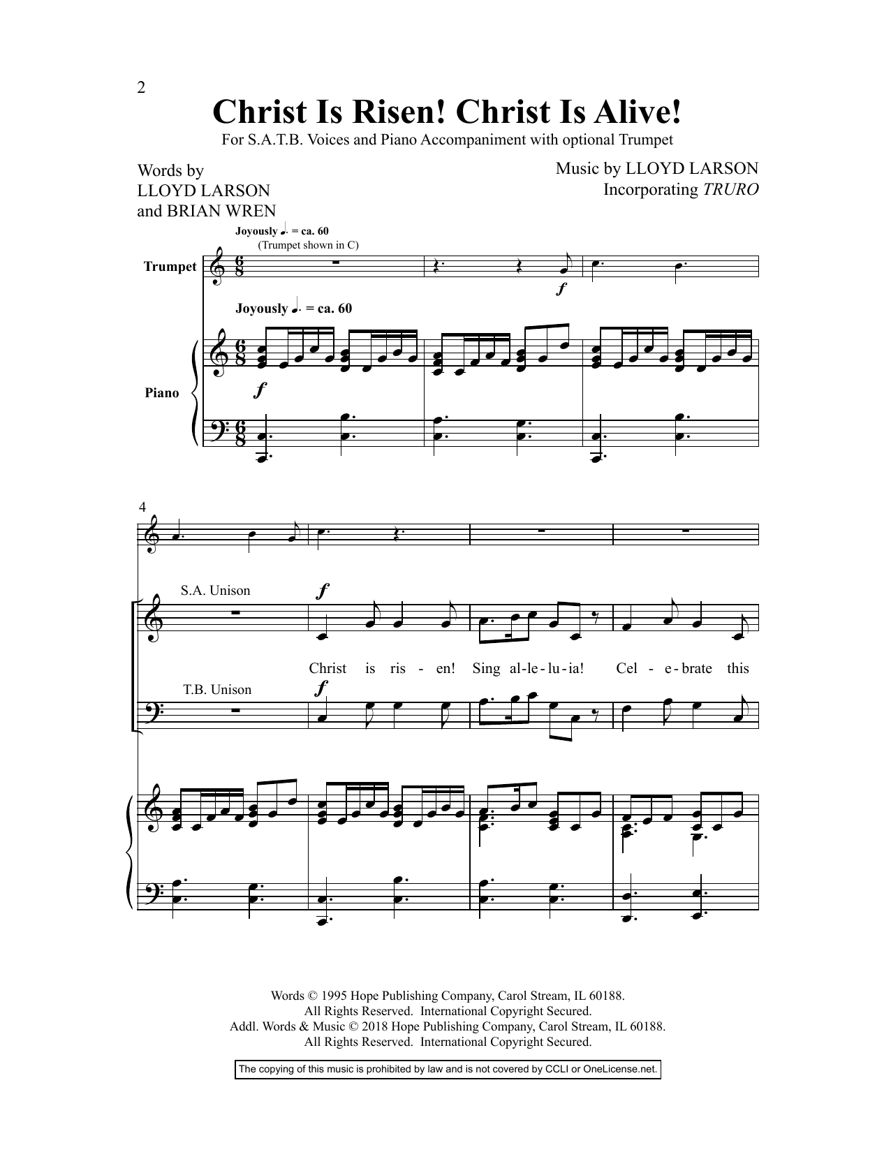 Brian Wren Christ Is Risen! Christ Is Alive! sheet music preview music notes and score for Choir including 11 page(s)