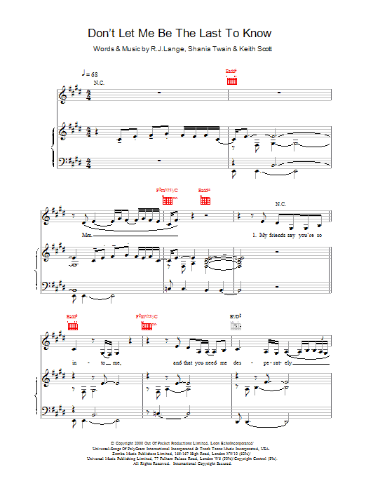 Download Britney Spears Don't Let Me Be The Last To Know sheet music notes and chords for Piano, Vocal & Guitar - Download Printable PDF and start playing in minutes.