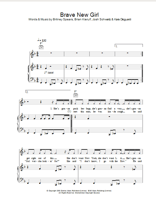 Learn to play Britney Spears Brave New Girl sheet music for Piano, Vocal & Guitar in minutes. Britney Spears Brave New Girl sheet music preview music notes and score for Piano, Vocal & Guitar including 6 page(s)