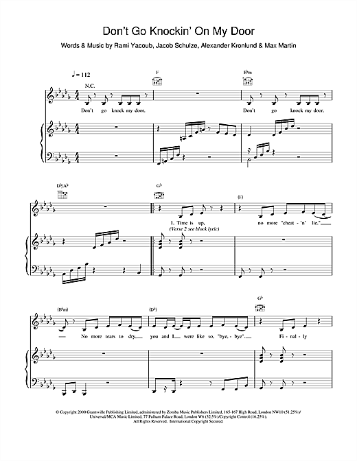 Learn to play Britney Spears Don't Go Knockin' On My Door sheet music for Piano, Vocal & Guitar in minutes. Britney Spears Don't Go Knockin' On My Door sheet music notes and chords