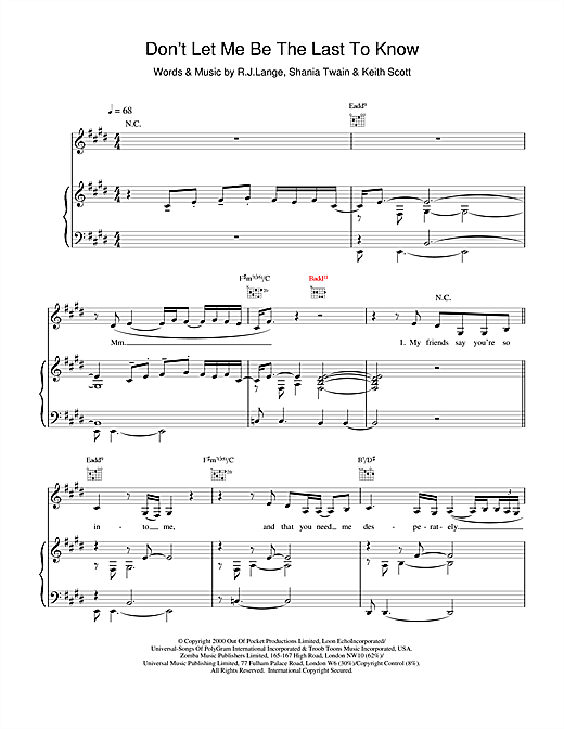 Learn to play Britney Spears Don't Let Me Be The Last To Know sheet music for Piano, Vocal & Guitar in minutes. Britney Spears Don't Let Me Be The Last To Know sheet music notes and chords