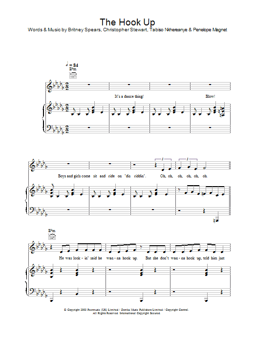 Learn to play Britney Spears The Hook Up sheet music for Piano, Vocal & Guitar in minutes. Britney Spears The Hook Up sheet music preview music notes and score for Piano, Vocal & Guitar including 8 page(s)