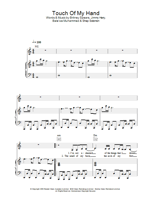Learn to play Britney Spears Touch Of My Hand sheet music for Piano, Vocal & Guitar in minutes. Britney Spears Touch Of My Hand sheet music preview music notes and score for Piano, Vocal & Guitar including 6 page(s)