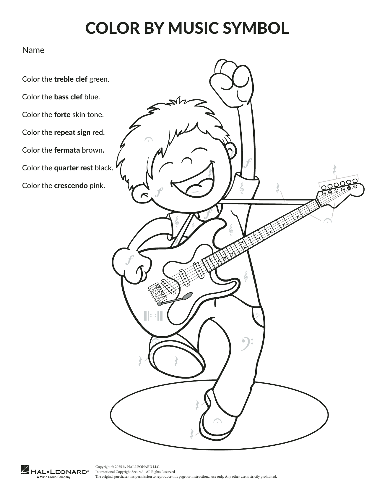 Brittany McCorriston Color By Music Symbol: General Music sheet music, chords, lyrics - Printable PDF for Theory Worksheet