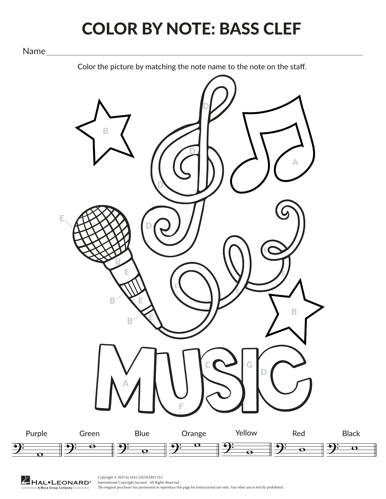 Brittany McCorriston Color By Note: General Music sheet music, chords, lyrics - Printable PDF for Theory Worksheet