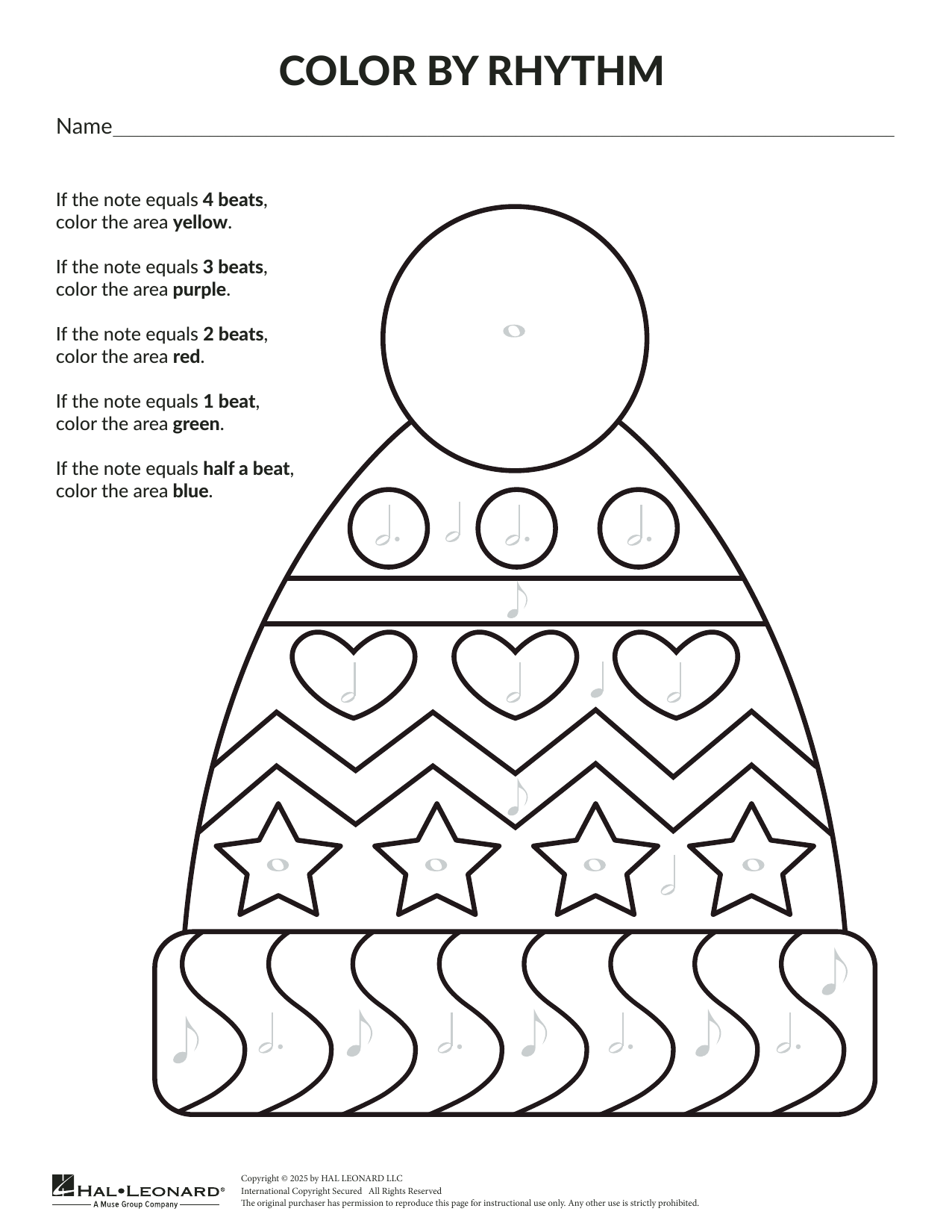 Brittany McCorriston Holiday Color By Rhythm: Toque sheet music, chords, lyrics - Printable PDF for Theory Worksheet