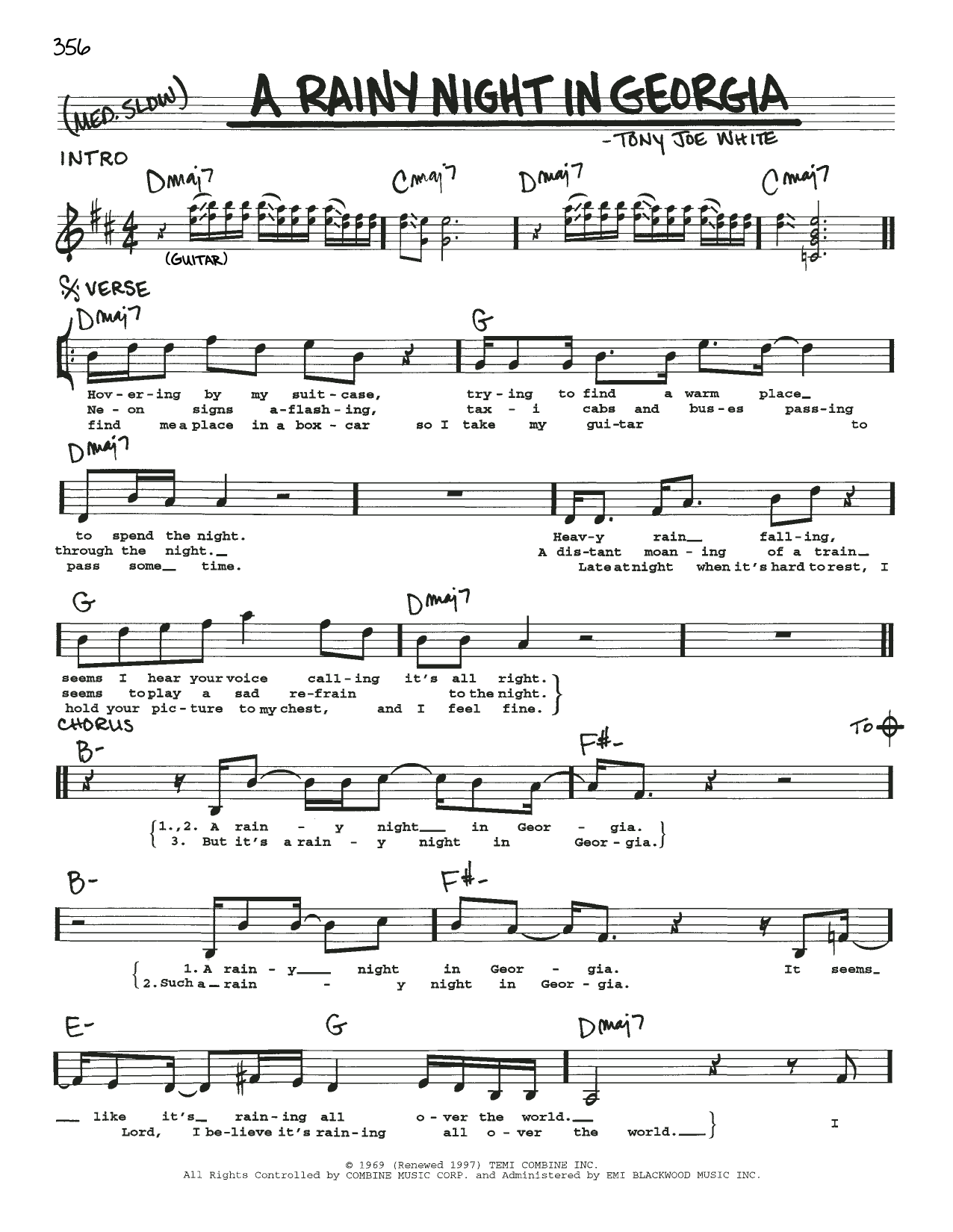 Learn to play Brook Benton A Rainy Night In Georgia sheet music for Piano, Vocal & Guitar (Right-Hand Melody) in minutes. Brook Benton A Rainy Night In Georgia sheet music notes and chords
