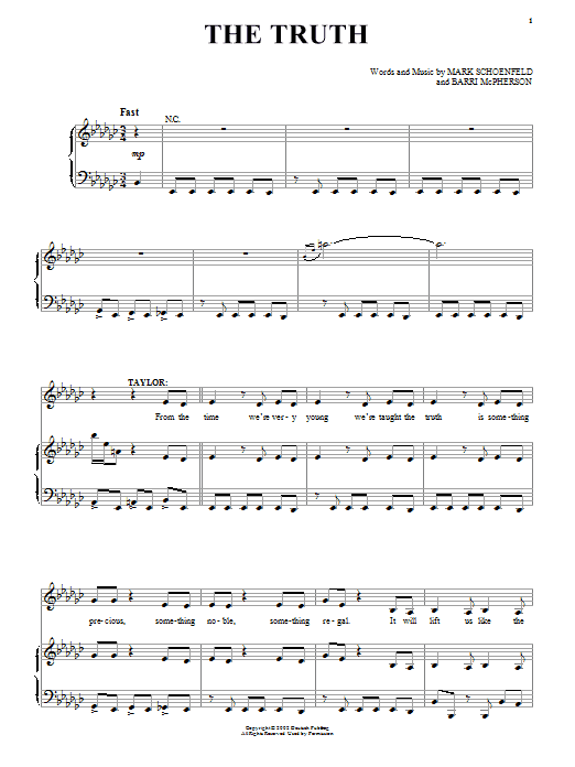 Learn to play Brooklyn The Musical The Truth sheet music for Piano, Vocal & Guitar (Right-Hand Melody) in minutes. Brooklyn The Musical The Truth sheet music preview music notes and score for Piano, Vocal & Guitar (Right-Hand Melody) including 10 page(s)