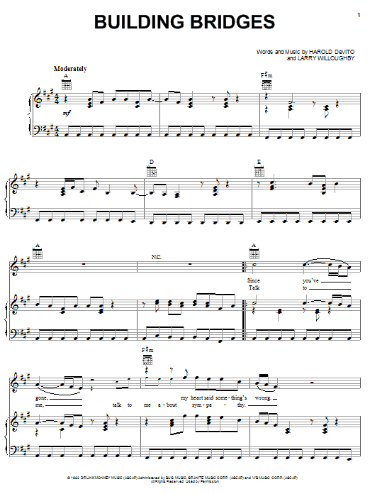 Brooks & Dunn with Sheryl Crow & Vince Gill Building Bridges sheet music, chords, lyrics - Printable PDF for Piano, Vocal & Guitar (Right-Hand Melody)