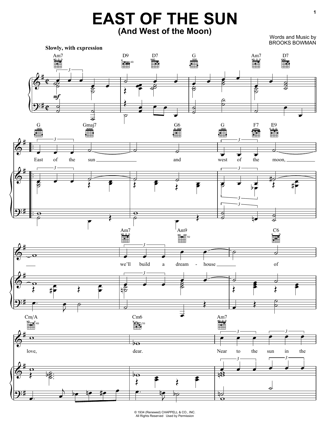 Diana Krall East Of The Sun (And West Of The Moon) sheet music preview music notes and score for Piano, Vocal & Guitar (Right-Hand Melody) including 3 page(s)