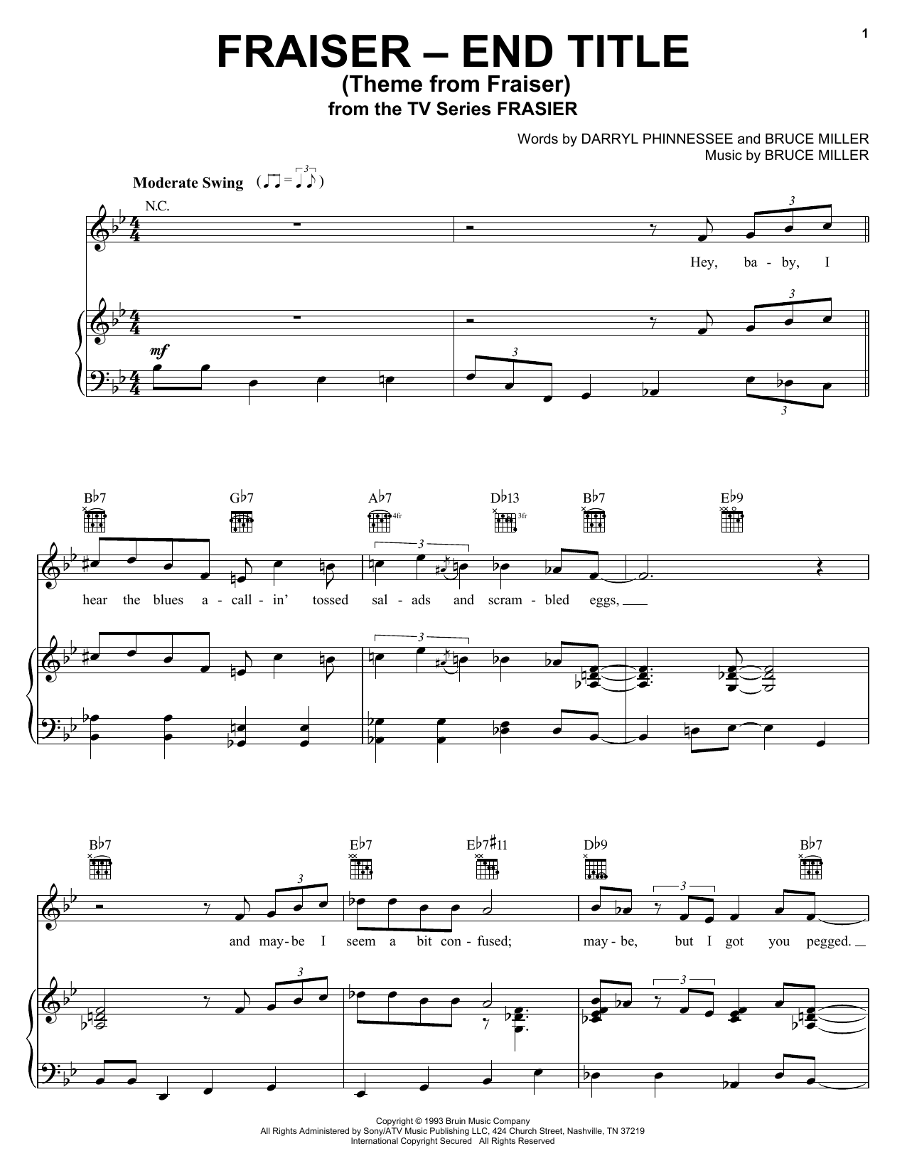 Learn to play Bruce Miller Theme From Frasier sheet music for Piano, Vocal & Guitar (Right-Hand Melody) in minutes. Bruce Miller Theme From Frasier sheet music notes and chords