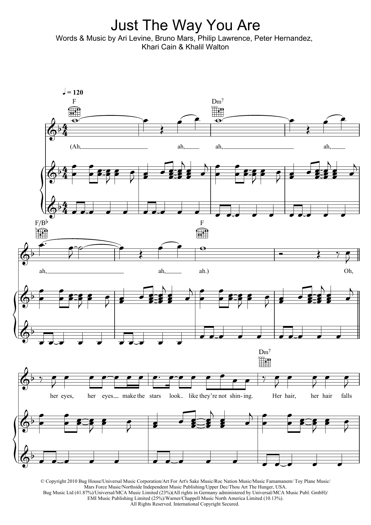 Learn to play Bruno Mars Just The Way You Are sheet music for E-Z Play Today in minutes. Bruno Mars Just The Way You Are sheet music preview music notes and score for E-Z Play Today including 4 page(s)