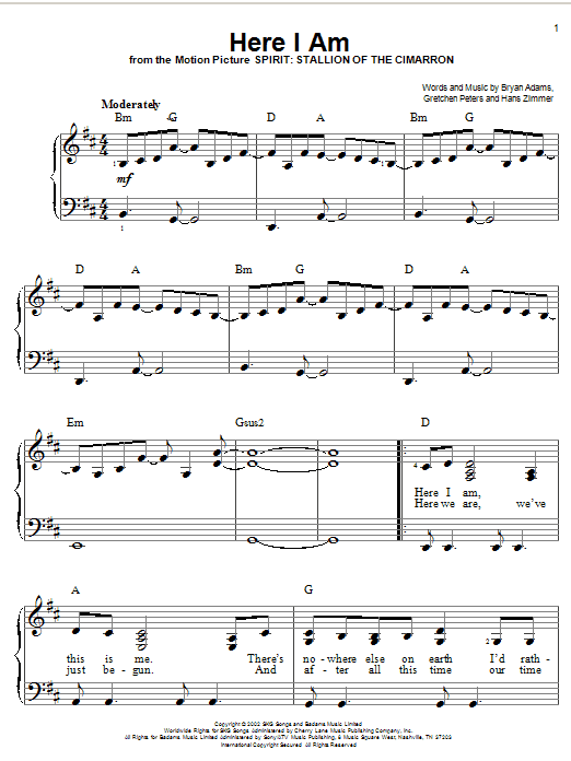 Learn to play Bryan Adams Here I Am sheet music for Easy Piano in minutes. Bryan Adams Here I Am sheet music notes and chords