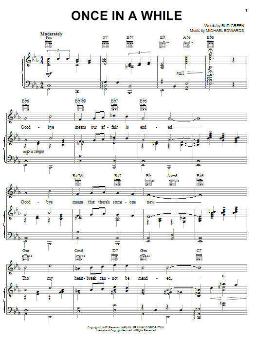 Learn to play Bud Green Once In A While sheet music for Piano, Vocal & Guitar (Right-Hand Melody) in minutes. Bud Green Once In A While sheet music notes and chords