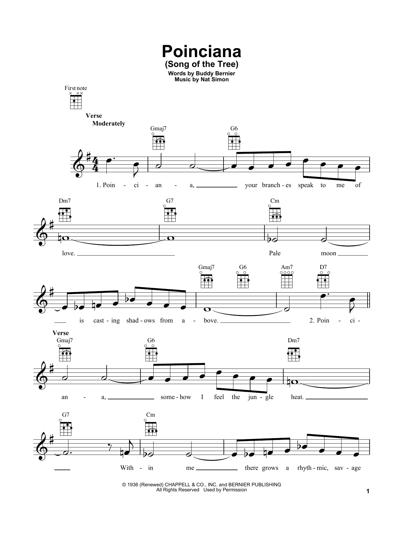 Learn to play Buddy Bernier Poinciana (Song Of The Tree) sheet music for Piano, Vocal & Guitar (Right-Hand Melody) in minutes. Buddy Bernier Poinciana (Song Of The Tree) sheet music notes and chords