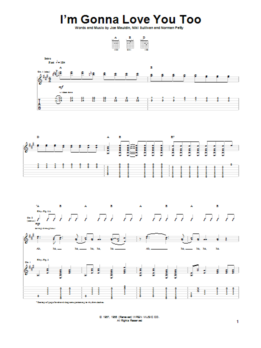 Learn to play Buddy Holly I'm Gonna Love You Too sheet music for Guitar Tab in minutes. Buddy Holly I'm Gonna Love You Too sheet music notes and chords
